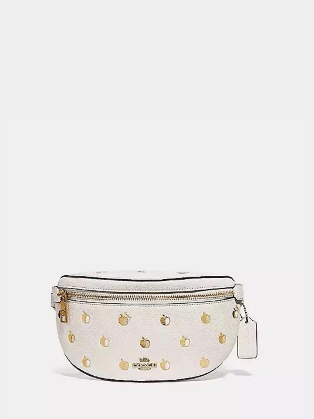 Coach White Pebble Leather Gold Apple Print Belt Bag